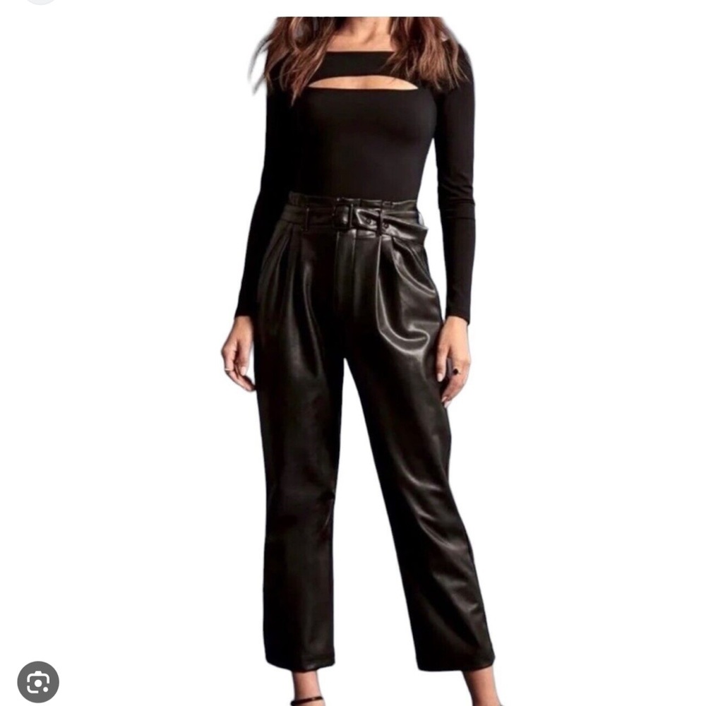 Abercrombie Leather Pants High Rise Wide Leg w/ Belt